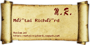 Mátai Richárd névjegykártya